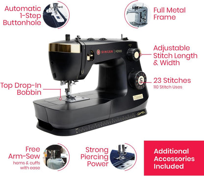 SINGER® Heavy Duty 500 Classic High Speed Sewing Machine + Accessory Kit | 23 Built-In Stitches, Strong Motor, Strong Piercing Power, 1-Step Buttonhole, Full Metal Frame, Large Sewing Space, LED Light