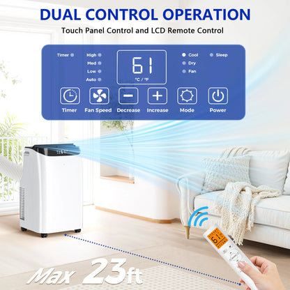 12000 BTU Portable Air Conditioner Cools up to 500 Sq. Ft, 3-In-1 AC, Dehumidifier, Fan