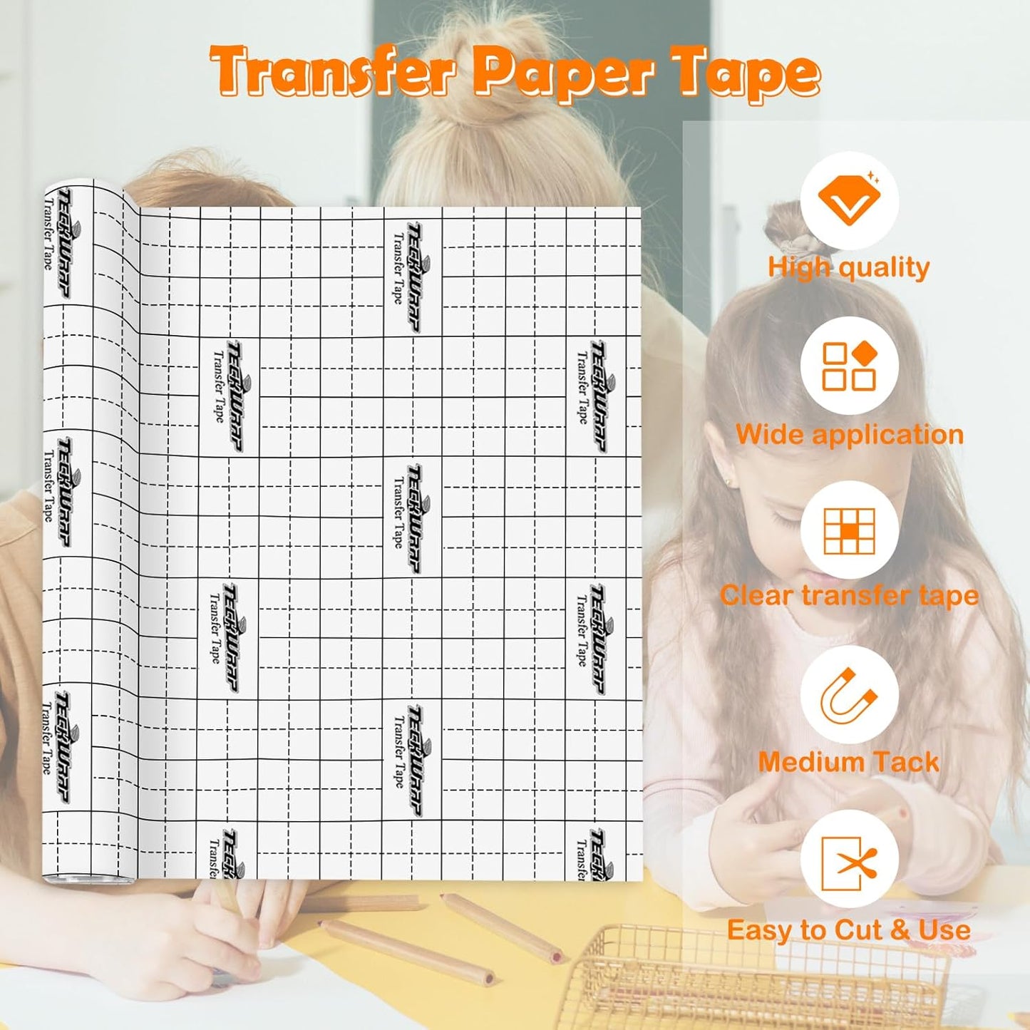 Black Grid Transfer Tape for Vinyl Roll-12Inch X 10 FT W/Alignment Permanent Adhesive Vinyl for DIY Decals, Signs, Stickers
