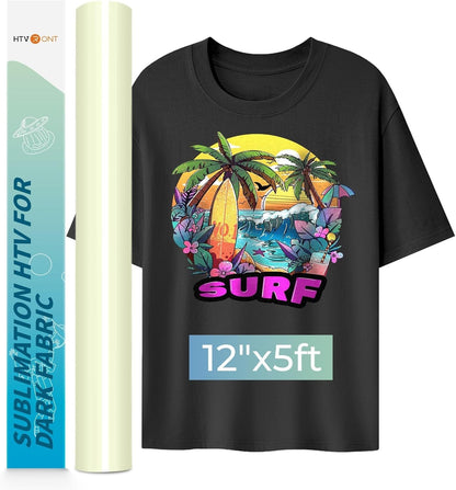 Sublimation HTV for Dark Fabric/Light Fabric - Glossy Sublimation Vinyl 12" X 5FT - Sublimation Blanks for Sublimation Shirts/Bag/Hat/Pillow
