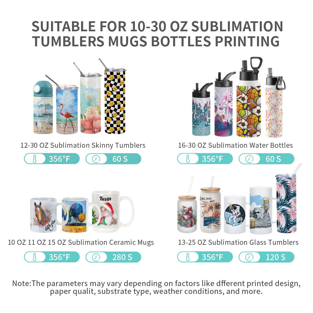 Auto Tumbler Heat Press Sublimation Starter Benginers Kit Bundle with Sublimation Tumblers,Sublimation Tape,Cups Cradle with Clamp and Butcher Paper (4 Options)