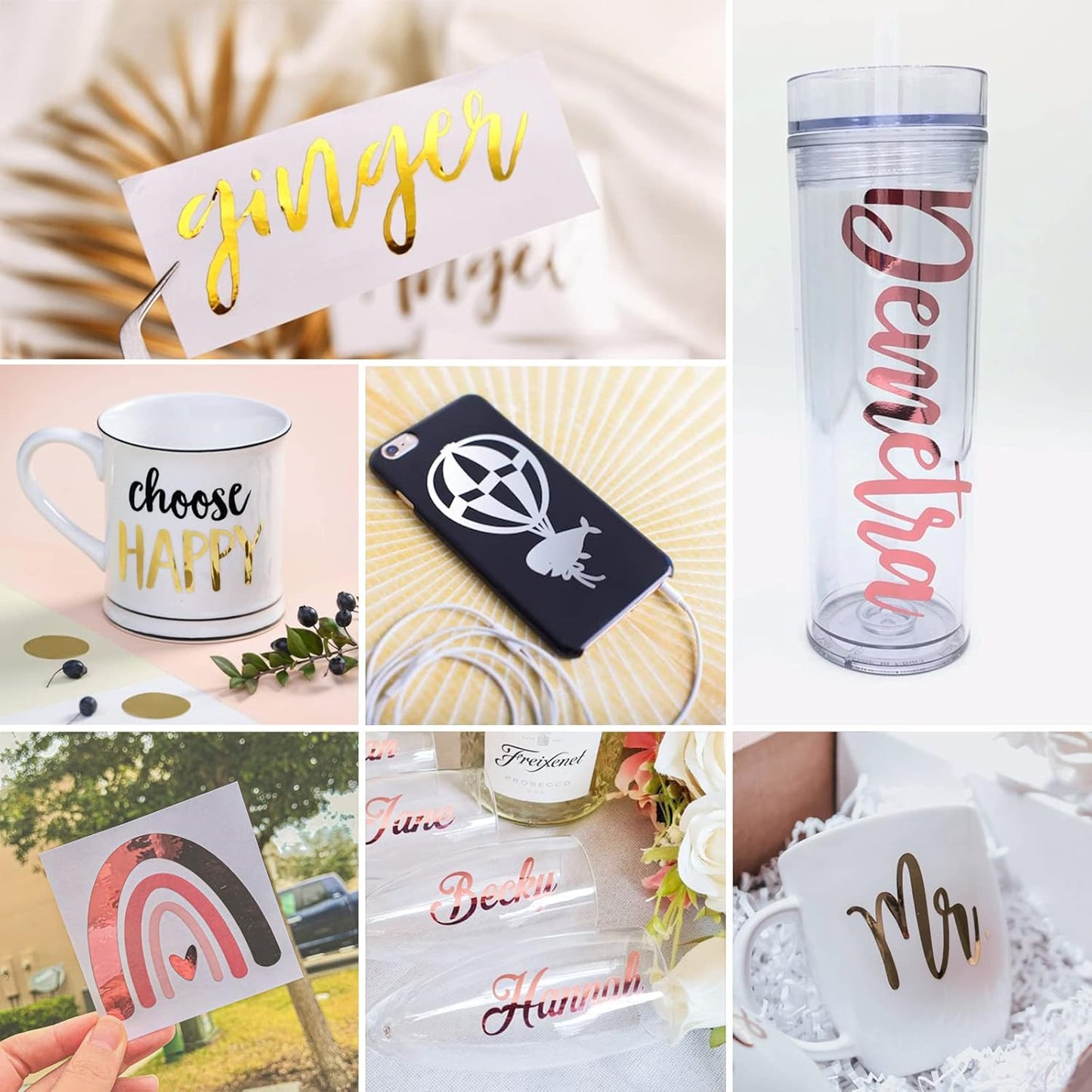 Silver & Gold Chrome Vinyl - 12" X 10FT Mirror Metallic Silver Vinyl - Easy to Weed & Transfer