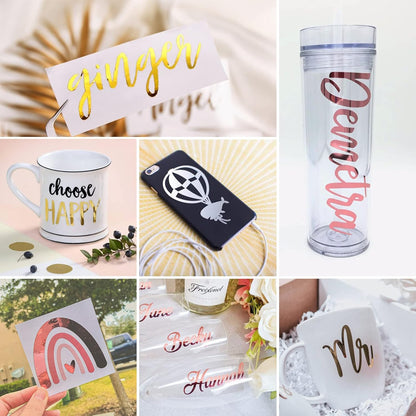 Silver & Gold Chrome Vinyl - 12" X 10FT Mirror Metallic Silver Vinyl - Easy to Weed & Transfer