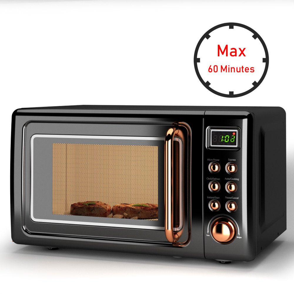 0.7Cu.Ft Retro Countertop Microwave Oven 700W LED Display Glass Turntable New