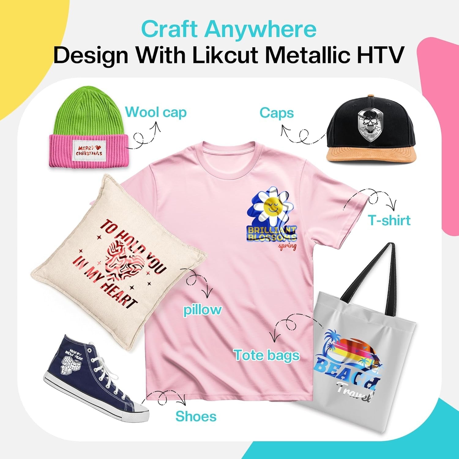 Likcut Metallic Pink Heat Transfer Vinyl for T-Shirts 12" X 6Ft Iron on Vinyl Roll Compatible with All Cutter Machine, HTV Heat Press Vinyl-Easy to Cut & Weed for Fabric Design
