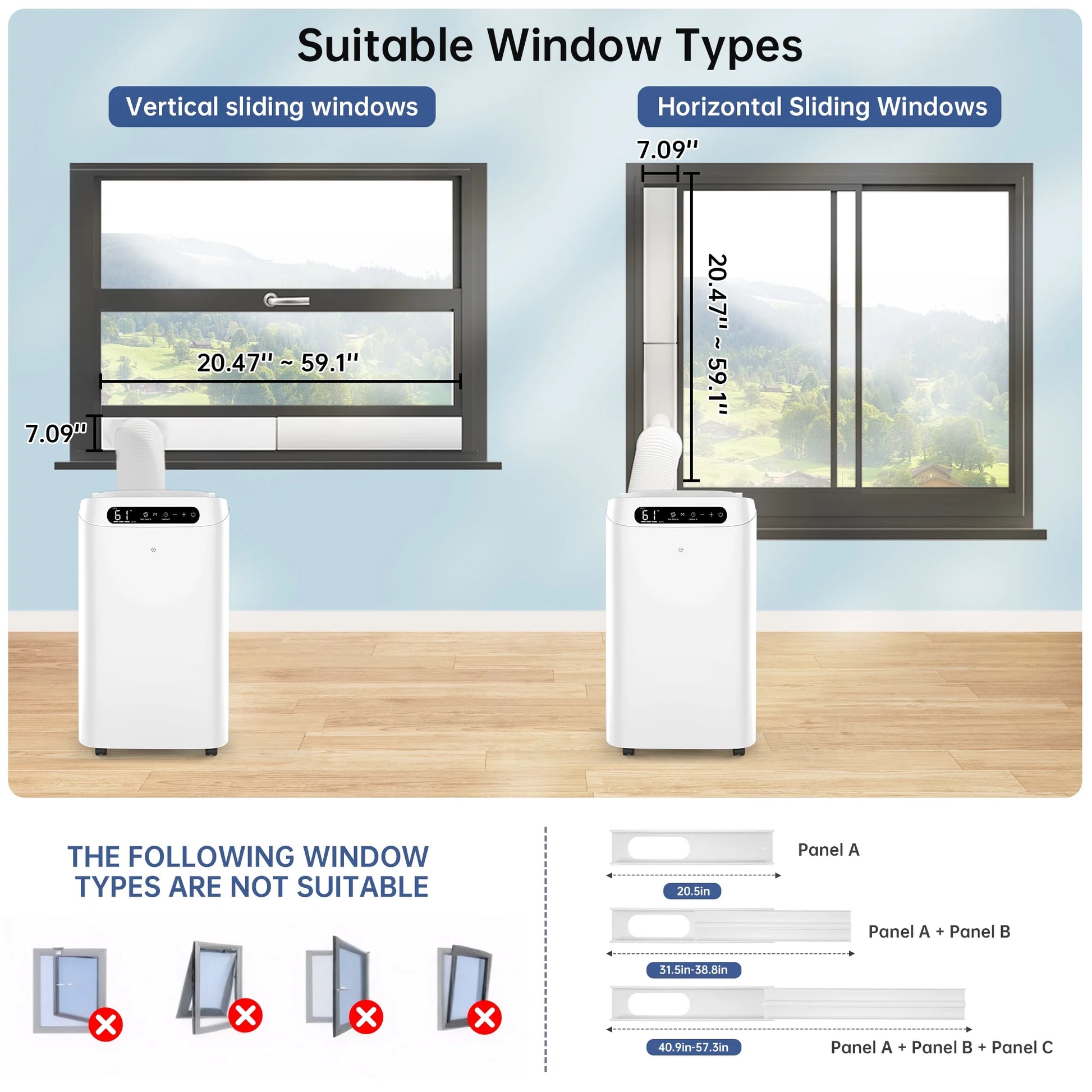 14000 BTU Portable Air Conditioner Cools up to 700 Sq. Ft, 3-In-1 AC, Dehumidifier, Fan