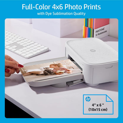HP Sprocket Studio plus 4X6 Wireless Instant Photo Printer, 118 Sheets + 3 Cartridges, Wi-Fi, Premium Dye Sublimation, Compact Home Use, Prints Vibrant Color Pictures, Editing App for Fun Photos