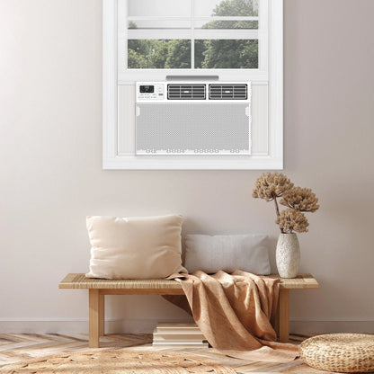 12,000 BTU 550 Sq. Ft. Smart Window Air Conditioner with Fan & Dehumidifier, White