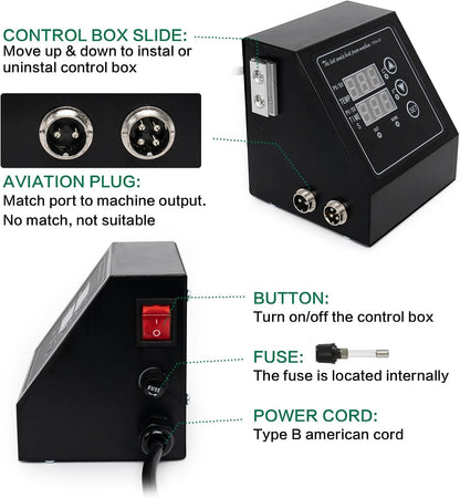 1400W Power Press Heat Press 15"X15", K-Type Temperature Controller Box with Time & Temperature LED Controller, K-Type Sublimation Transfer Machine for T-Shirt, Hat, Plate, Cup, Mug