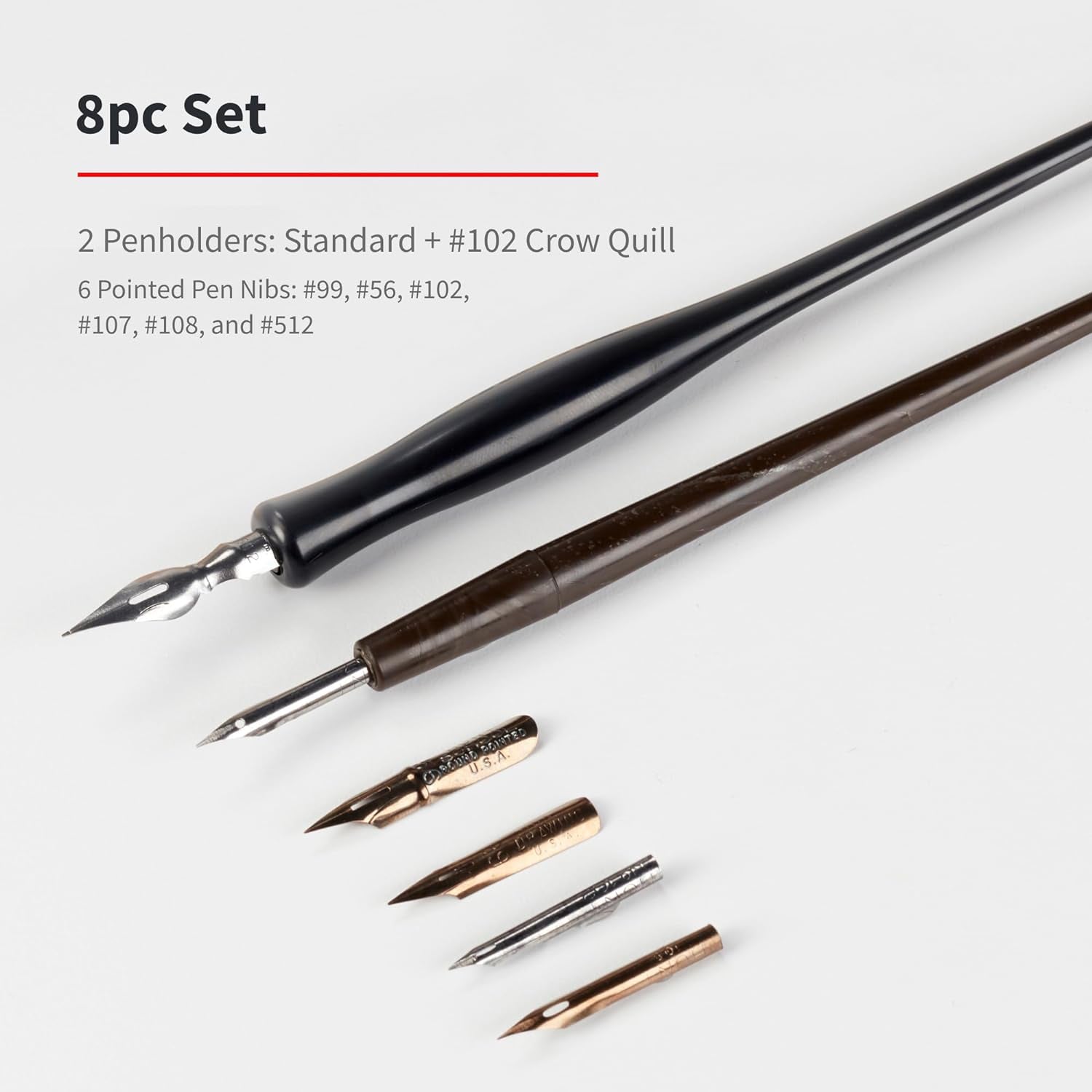 Speedball Sketching Set with Penholders and Pens, Set of 8 (SB2964), Black