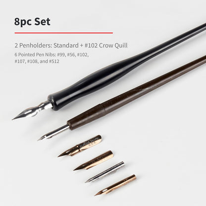 Speedball Sketching Set with Penholders and Pens, Set of 8 (SB2964), Black