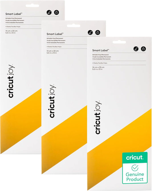 Cricut Gold Joy Vinyl (5.5In X 13In, 3Pk) - Permanent Adhesive Vinyl for Cricut Joy, Matless Cutting, Weather-Resistant