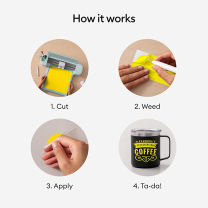 Cricut Premium Permanent Vinyl Roll (12 in X 15 Ft), Stone Yellow - Weather-Resistant, Dishwasher-Safe & Fade-Proof, Compatible with Cricut Cutting Machines