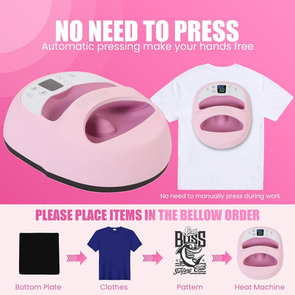 12"×10" Heat Press Machine for T Shirts Portable Automatic Press Sublimation Machine and HTV Vinyl Shirt Press Machine for Tshirts/Bags/Hat/Cap/Plate (Purple)