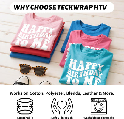 Heat Transfer Vinyl White Iron on Vinyl for All Cutter Machine - 12" X 10Ft HTV Vinyl for Shirts, Easy to Cut & Weed