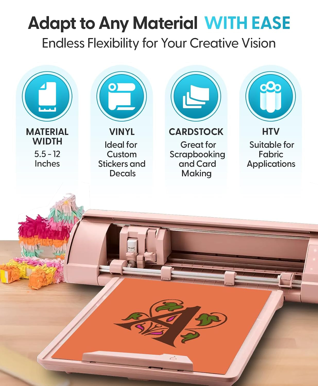 Silhouette America Cameo 5 Alpha (Α) - Smart Cutting Machine for Print & Cut - Quiet Operation with Autoblade, Studio Software, Cutting Mat- Vinyl, Paper & Fabric Compatible - Matte Pink