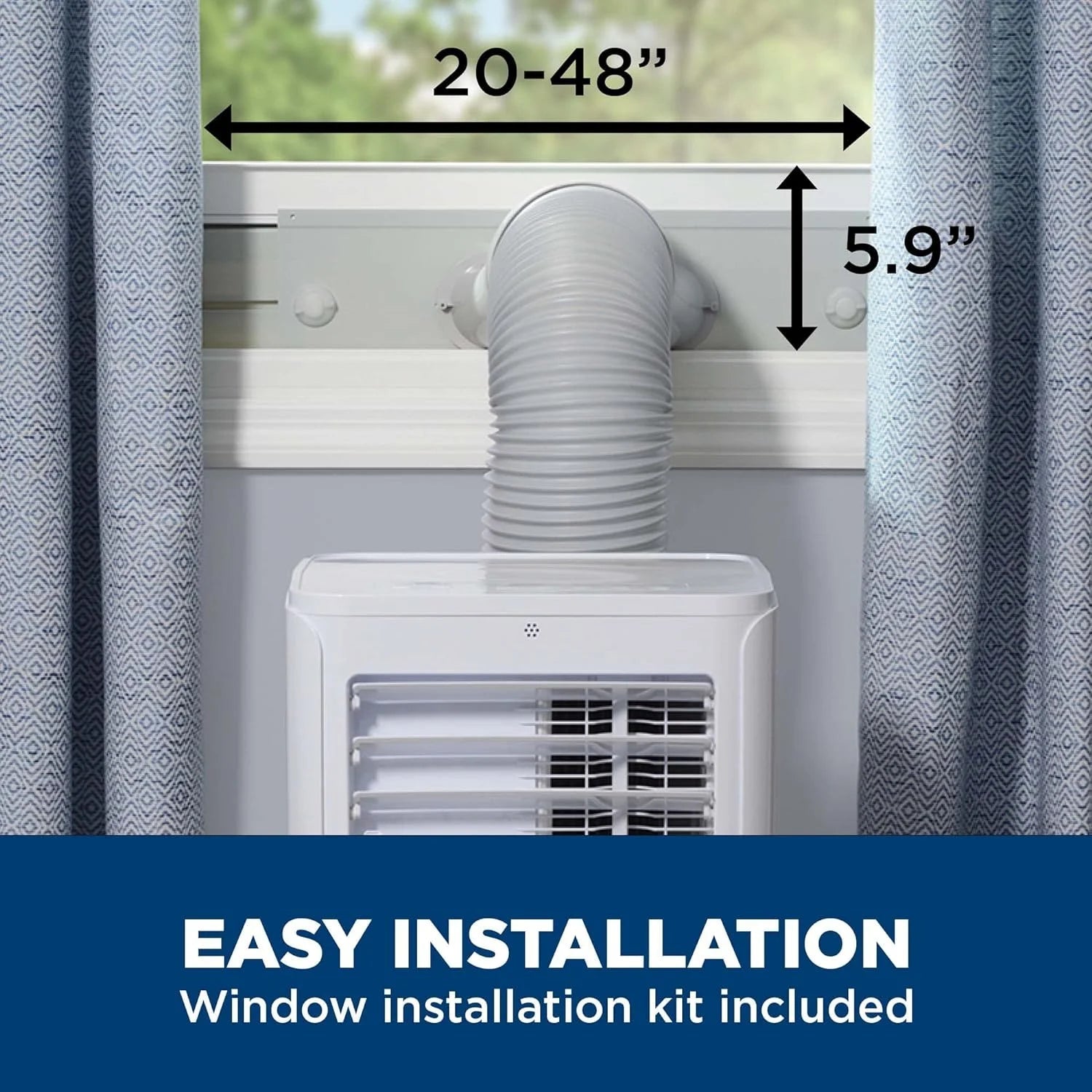 6,100 BTU Portable Air Conditioner for Small Rooms up to 250 Sq Ft., 3-In-1 with Dehumidify, Fan and Auto Evaporation, Included Window Installation Kit 6100 BTU White