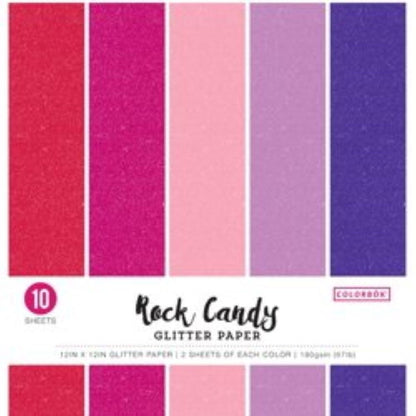 Colorbok Rock Candy Multicolor Glitter Cardstock, 12"X12", 141 Lb./210 Gsm, 10 Sheets