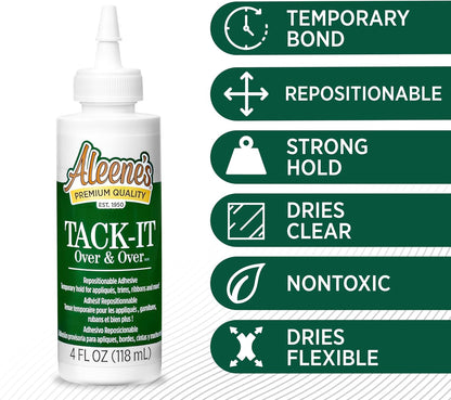 Aleene'S Tack-It over & over Liquid Glue 4 Fl Oz, Repositionable and Removable Adhesive, Clear