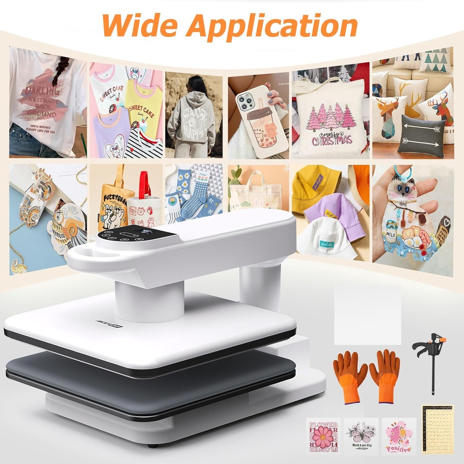 AKEYDIY 15X15 Heat Press, Dual Auto Heat Press Machine for T-Shirts, 360° Swing Away Heat Press with Auto Press Release for Sublimation Pillows, Canvas Bags, Puzzles, Coasters (15X15 White)