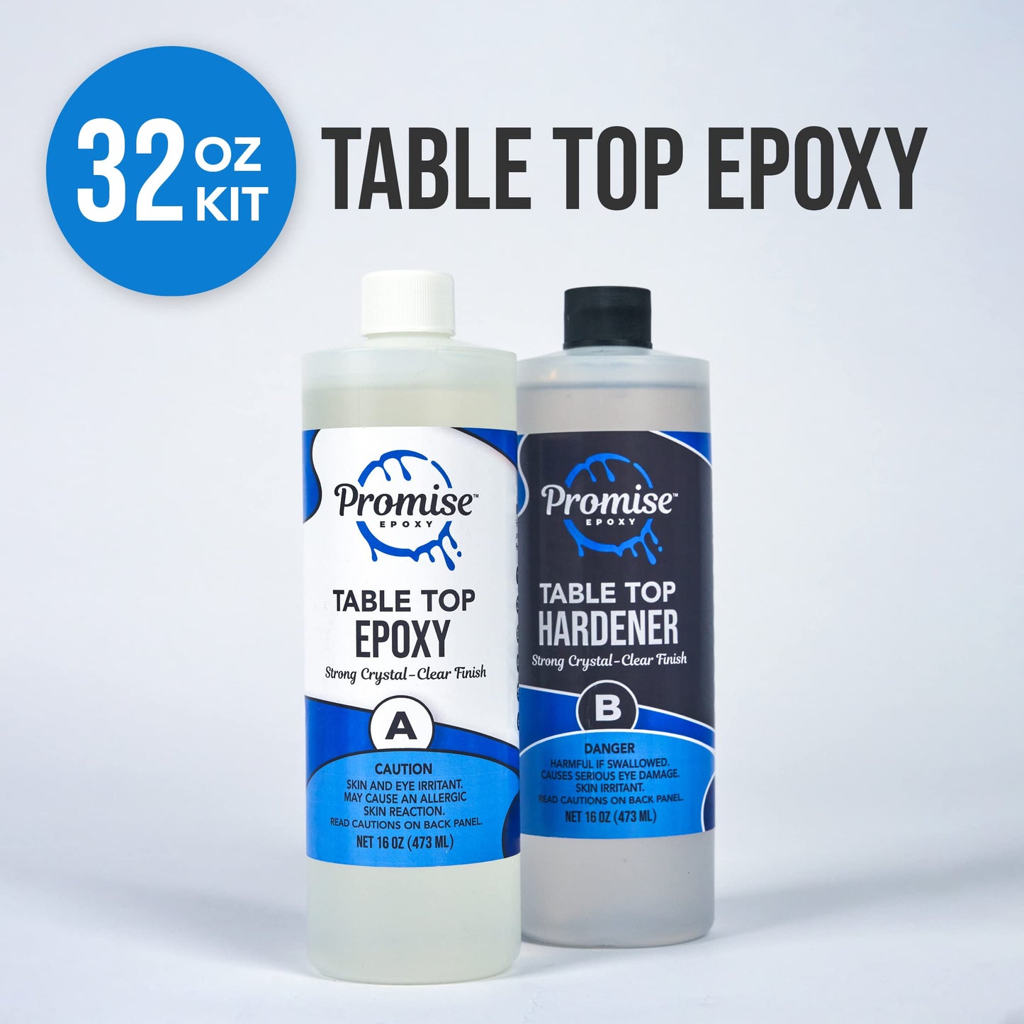 Epoxy Resin Promise Table Top 2-Part- 1 Gallon High Gloss (0.5 Gal Resin + 0.5 Gal Hardener) Transform Your DIY Projects with Crystal Clear Finish - Ideal for Bar Tables, Tabletops, Countertops & More