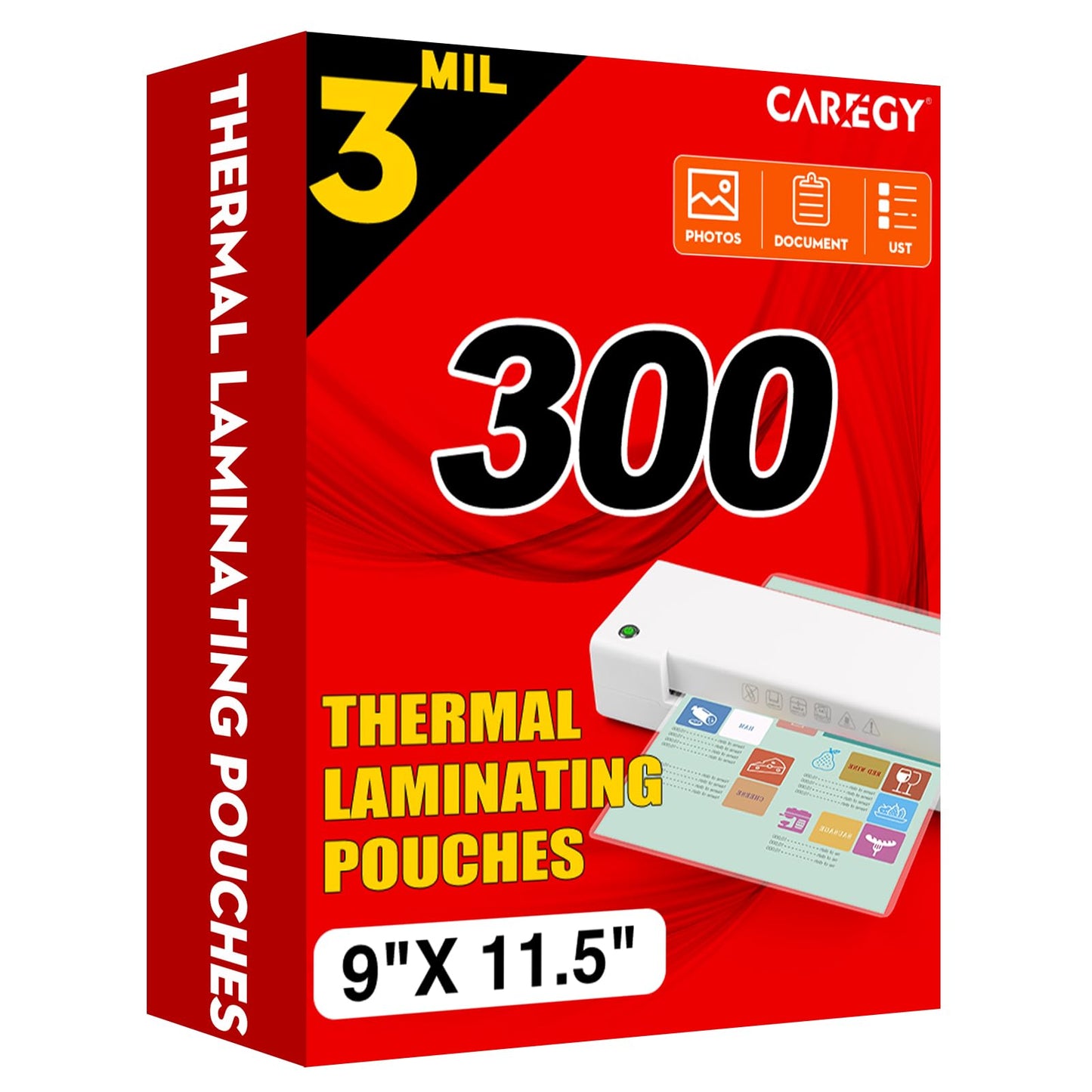 CAREGY Thermal Laminating Pouches, 1200 Pack Laminating Sheets, 3 Mil, 9 x 11.5 Inches Lamination Sheet Paper for Laminator, Clear, Letter Size, Office and School Supplies