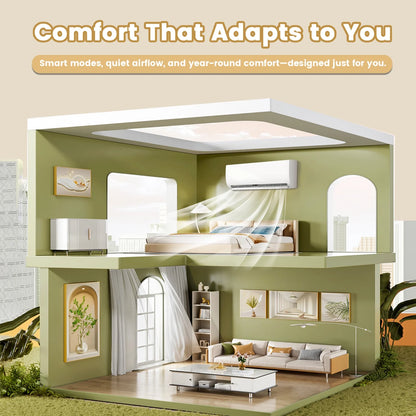 9000BTU Mini Split Air Conditioner Heat Pump,19 SEER2 115V Split Ac Unit with Remote AC Cool up to 650 Sq. Ft,Variable Frequency Cooling and Heating，R32 Refrigerant & Installation Kit, White