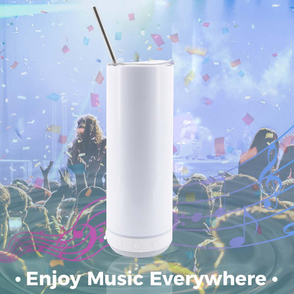 20oz Sublimation Tumbler Blank Bluetooth Tumbler with Straw and Lid, Double-Wall Stainless Steel Vacuum Insulation cups, RemovableRechargeable Bluetooth Wireless Speaker