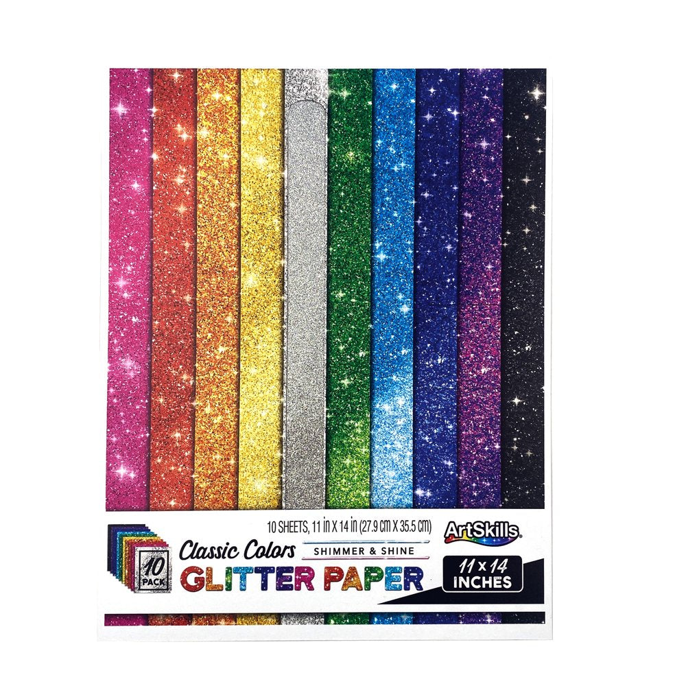 Glitter Paper for Arts and Crafts, Scrapbooking, 11" X 14", Assorted, 10 Pcs