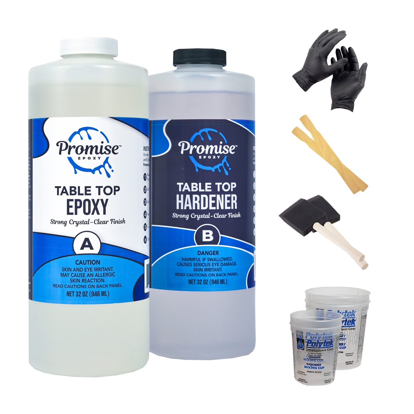 Epoxy Resin Promise Table Top 2-Part- 1 Gallon High Gloss (0.5 Gal Resin + 0.5 Gal Hardener) Transform Your DIY Projects with Crystal Clear Finish - Ideal for Bar Tables, Tabletops, Countertops & More