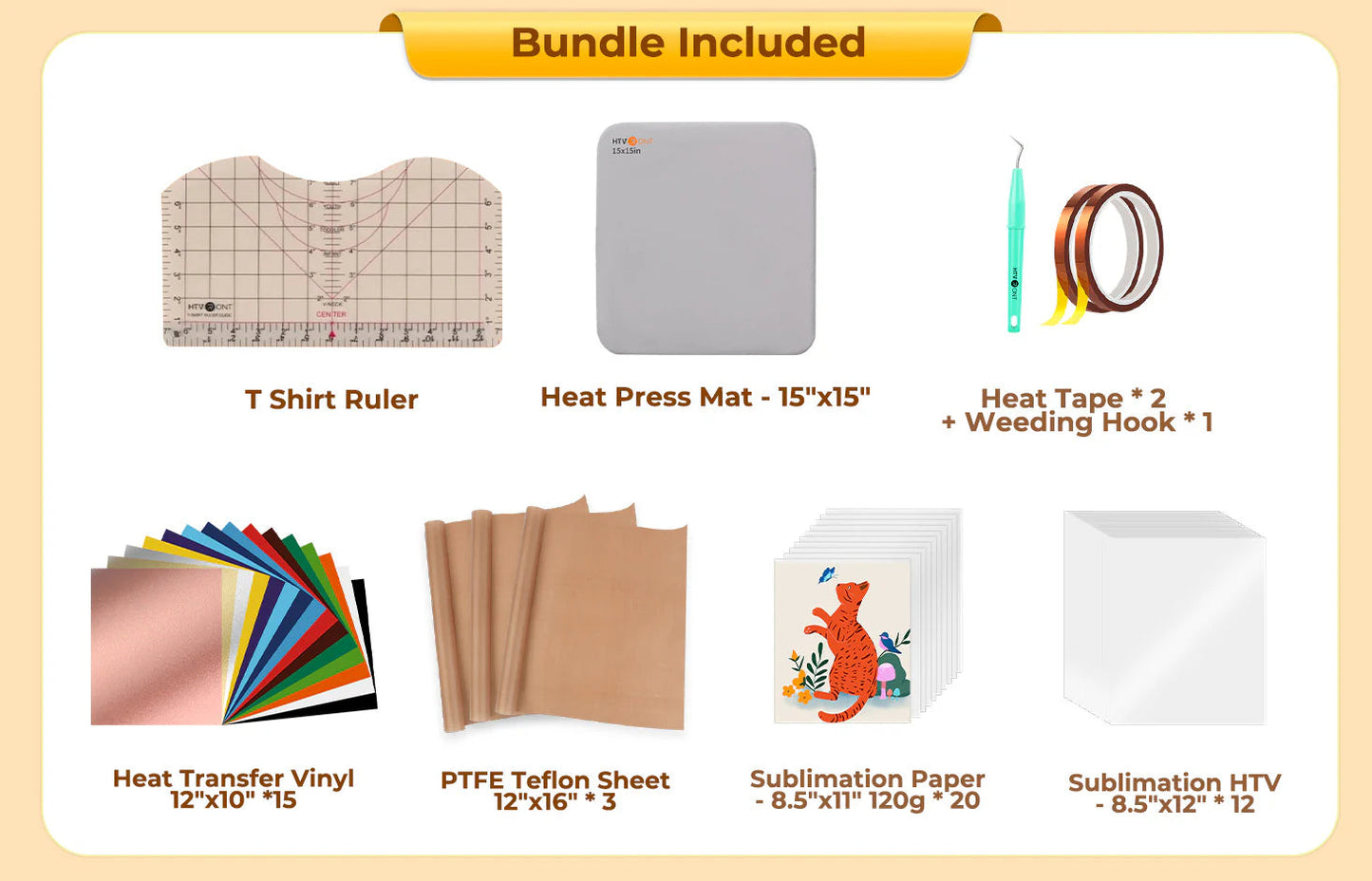 [New Customer Exclusive]Htvront Auto Heat Press 2-15X15+55 Pack Heat Press Accessories