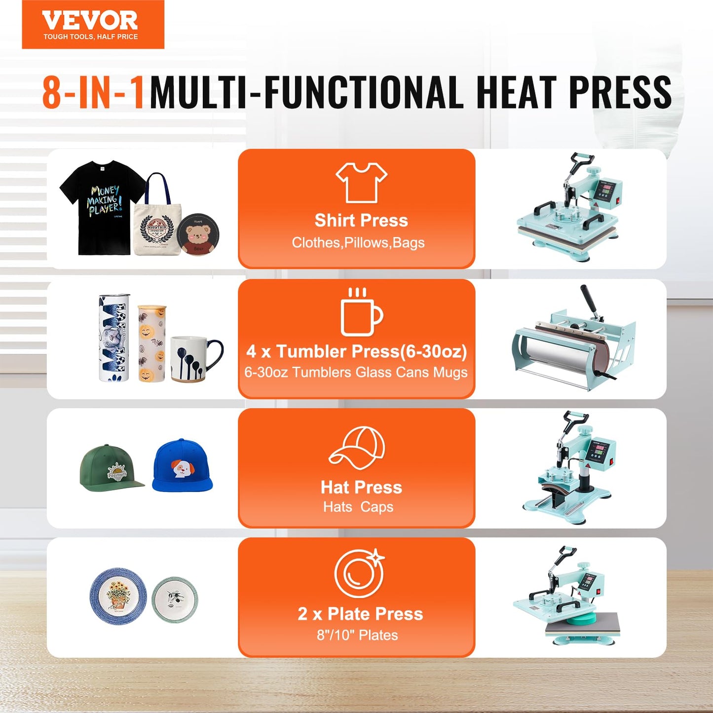 VEVOR 16x20 Heat Press, 1700W High Pressure Clamshell Heat Press Machine for T Shirts, Large Professional Digital Control Heat Transfer Machine for Sublimation, Vinyl, Heat Transfer Projects