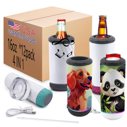 20oz Sublimation Tumbler Blank Bluetooth Tumbler with Straw and Lid, Double-Wall Stainless Steel Vacuum Insulation cups, RemovableRechargeable Bluetooth Wireless Speaker