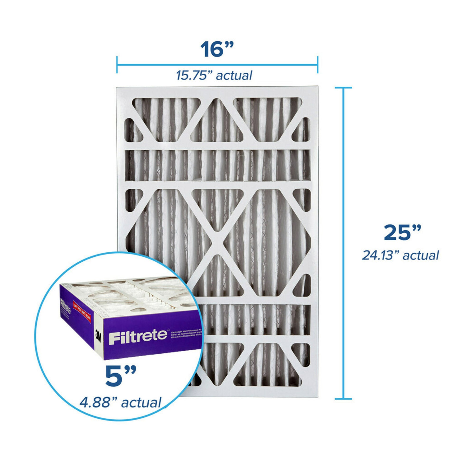 Filtrete Air Filter 5”, MPR 1550 MERV 12, Ultra Allergen, Bacteria, and Virus Deep Pleat Filter, 2-Pack