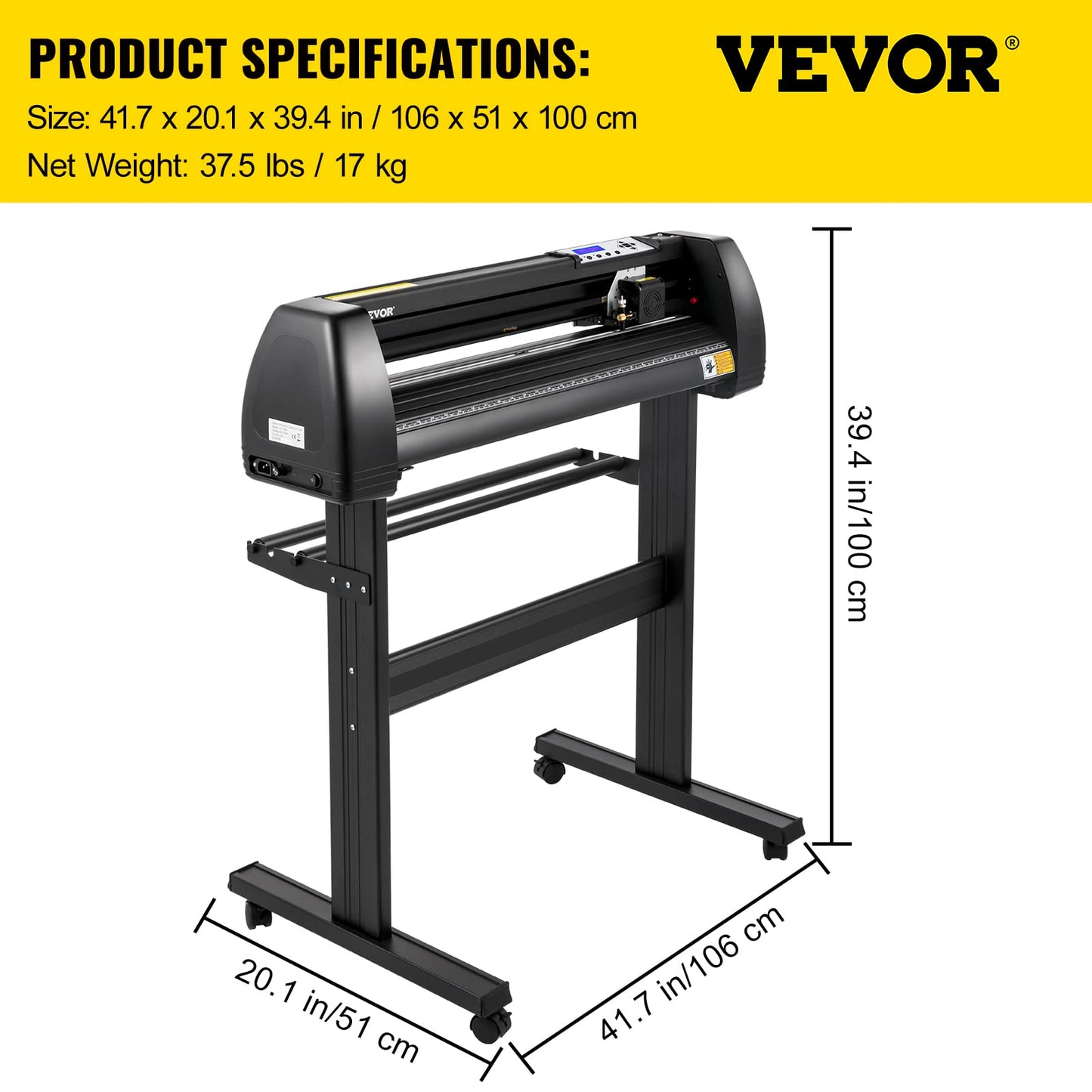 VEVOR Vinyl Cutter Machine, 28inch Vinyl Plotter, LCD Display Plotter Cutter, Adjustable Double-Spring Pinch Rollers Sign Cutting Plotter, Plotter with Signmaster Software for Design and Cut