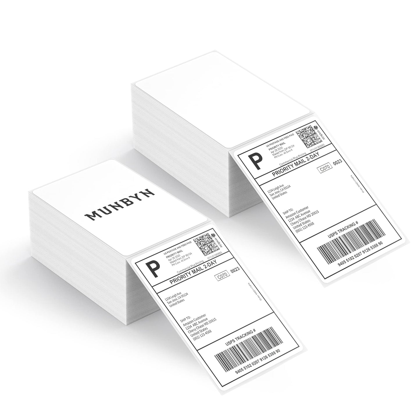 MUNBYN Thermal Direct Shipping Label (Pack of 500 4x6 Per Fanfold Labels) - Commercial Grade