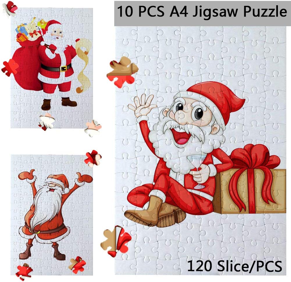 10 Sets Blank Sublimation A4 Jigsaw Puzzle with 120 Pieces DIY Heat Press Transfer Crafts A4 Thermal Transfer Puzzle Wholesale DIY Thermal Transfer Pearl Puzzle Blank Puzzle Thermal Transfer Supplies