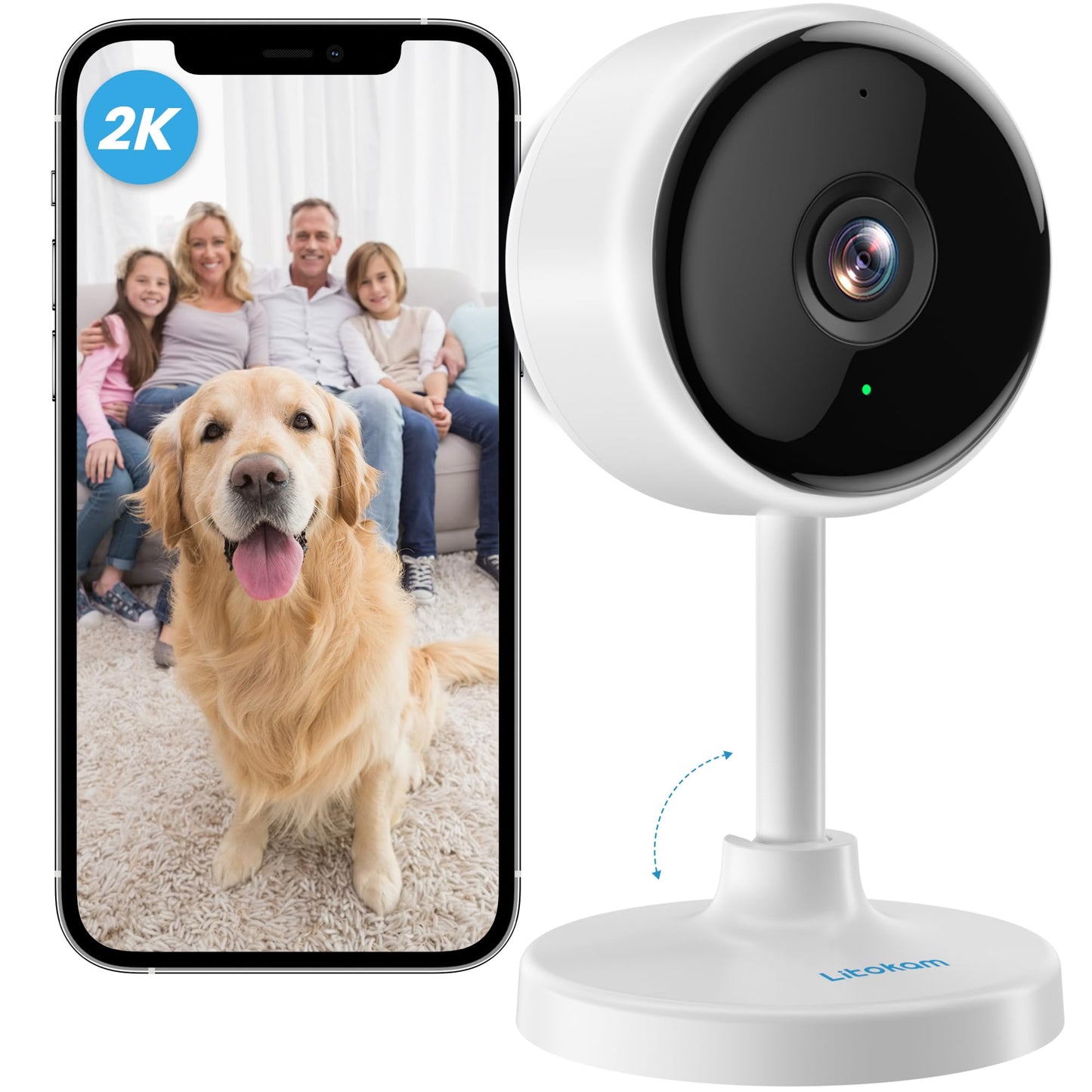 Indoor Camera, litokam Cameras for Home Security with Night Vision, Pet Camera with Phone App, 2K Indoor Security Camera, Motion Detection, 2-Way Audio, WiFi Camera Home Camera Compatible with Alexa