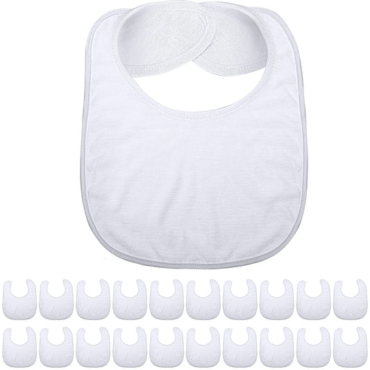 Geyoga 20 Pieces Sublimation Blanks White Bibs for Baby Decorating Washable Reusable Fabric Bibs