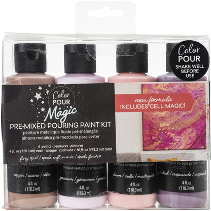 Color Pour Magic Pre-Mixed Paint Kit 4/Pkg-Fiery Opal