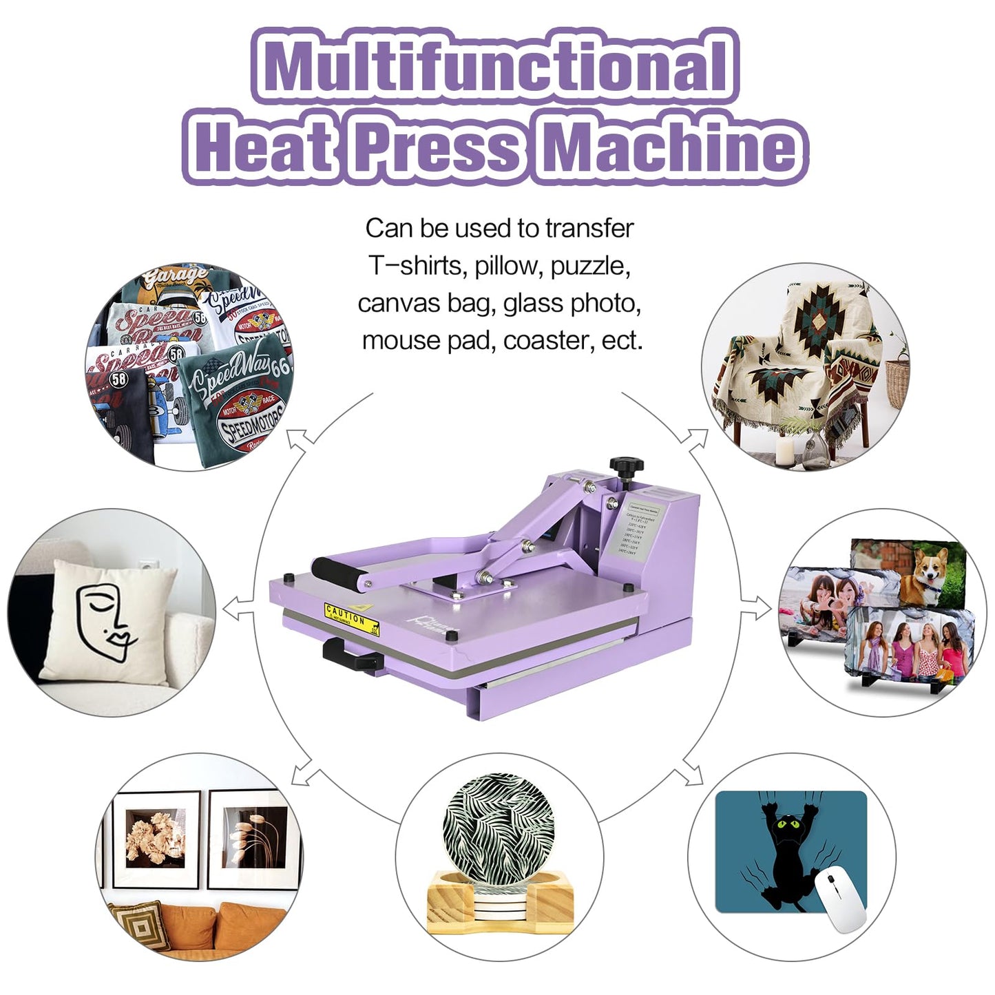 Heat Press 15x15 inch Industrial Quality with Adjustable Pressure, Slide Out Heat Transfer Machine for T-Shirt, Blue