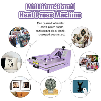 Heat Press 15x15 inch Industrial Quality with Adjustable Pressure, Slide Out Heat Transfer Machine for T-Shirt, Blue
