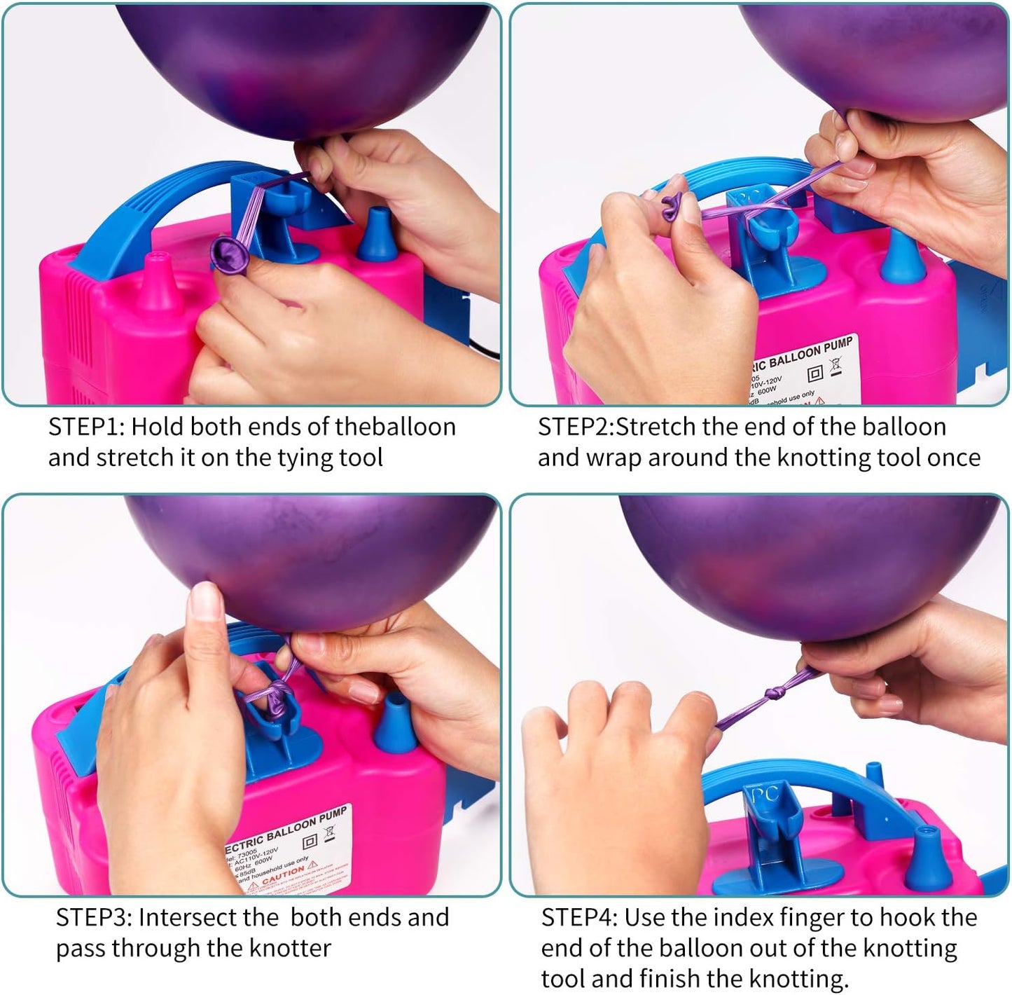 PCFING Electric Air Balloon Pump and Tying Tool in One, Portable Dual Nozzle Electric Blower Air Pump Inflator for Decoration, Party and Save Time