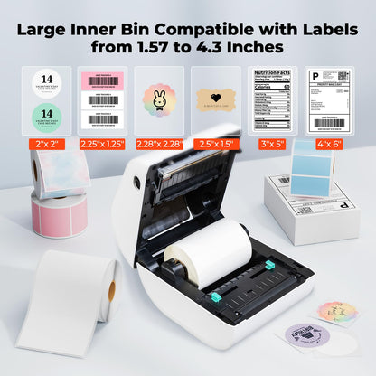 MUNBYN 411B Shipping Label Printer, 4x6 Bluetooth Thermal Label Printer for Shipping Packages or Small Business, Compatible with iPhone, Android, iPad, Windows, macOS, Supports Etsy, UPS, USPS