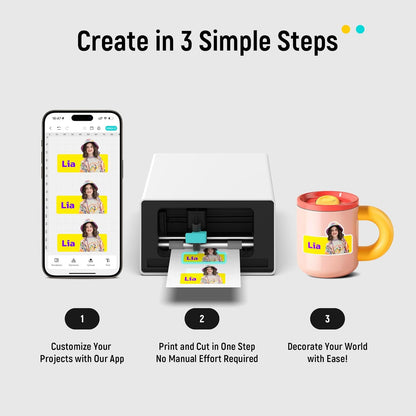 Liene PixCut S1 Photo Sticker Printer & Die Cutting Machine - All-in-One Sticker Maker Machine for DIY Crafts, Custom Labels & Gifts, Thermal Dye-Sublimation, 300 DPI Prints, Precise AI Auto-Cutting