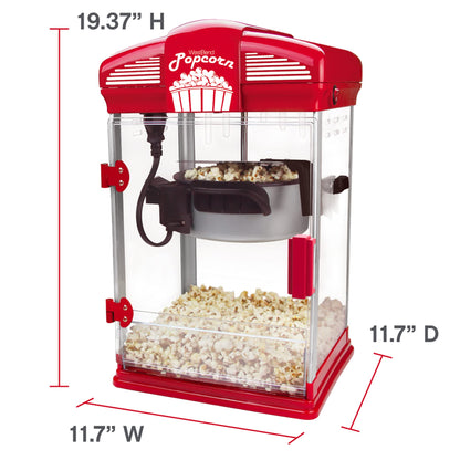 West Bend Stir Crazy Movie Theater Popcorn Popper, Gourmet Popcorn Maker with Nonstick Popcorn Kettle, Measuring Tool and Scoop , 4 Qt, Blue