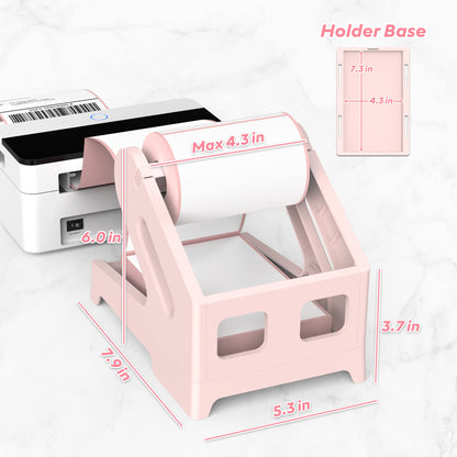 Label Holder Thermal Label Holder for Rolls and Fanfold Labels Shipping Label Stand Desktop Printer DIY Accessory Supplies for Home, Office (Pink)