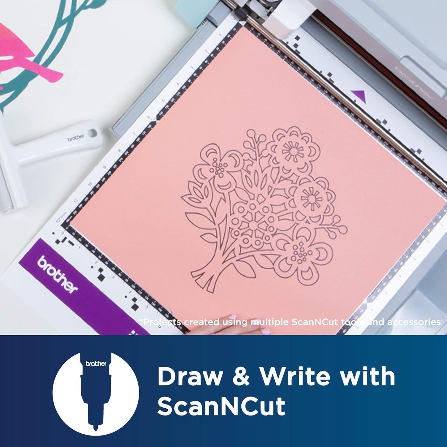 Brother ScanNCut Pen Set CAPEN1, 6-Piece Color Permanent Ink Markers for Drawing and Writing, Includes Red, Pink, Brown, Black, Blue and Green