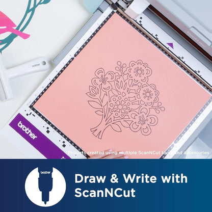 Brother ScanNCut Pen Set CAPEN1, 6-Piece Color Permanent Ink Markers for Drawing and Writing, Includes Red, Pink, Brown, Black, Blue and Green