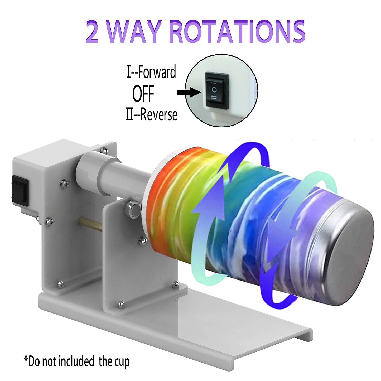 ERZHE 2 Ways Rotation Cup Turner Tumbler for Crafts,Tumbler Turner for DIY Glitter Epoxy, Professional Designed Tumbler Cup Spinner Machine Kit for Starter